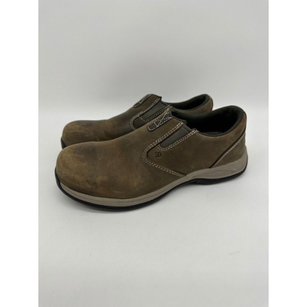 Red Wing Leather Shoes Women 6.5B Steel Toe Olive Green Slip On Work